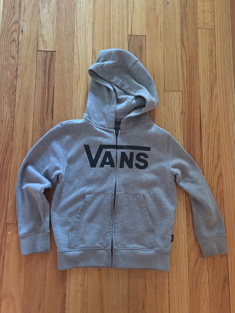 Vans Kids Grey Full-Zip Hoodie with Black Logo